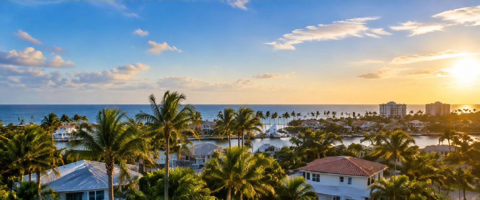 Palms and coastal neighborhood in Pompano Beach, Florida — illustrative local view